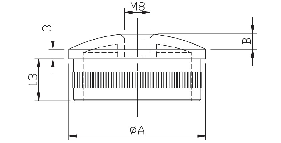 Crosinox Rändelkappe gewölbt für Rundrohr 42.4 x 2 mm mit Innengewinde V4A