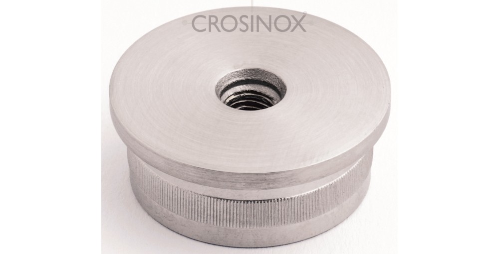 Crosinox Rändelkappe flach für Rundrohr 42,4 x 2 mm mit Innengewinde V4A