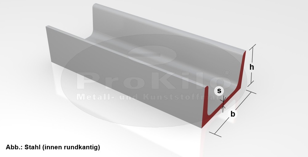U-Profil Stahl schwarz Länge 1250mm 20x20x2mm scharfkantig